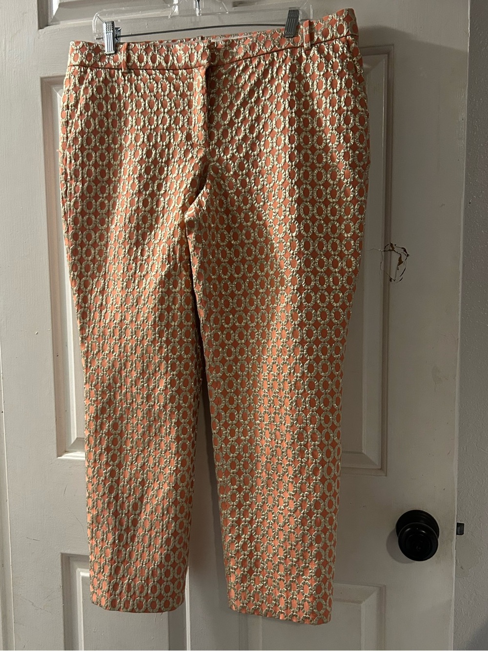 J. Crew Peach Patterned Cropped Chinos